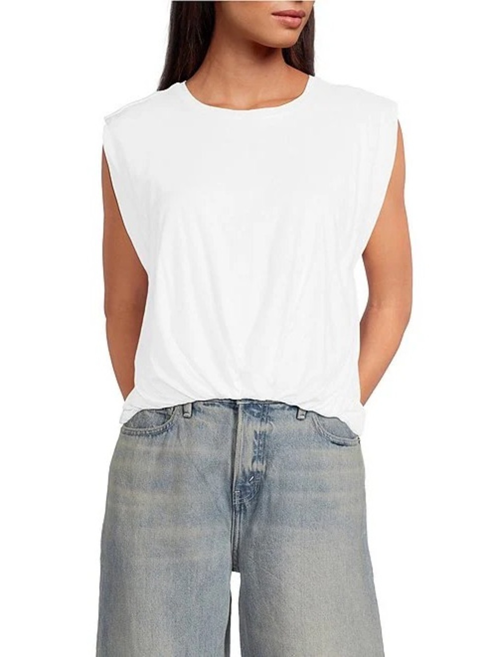 Enza Costa Sleeveless White Crewneck Tank Top - Women